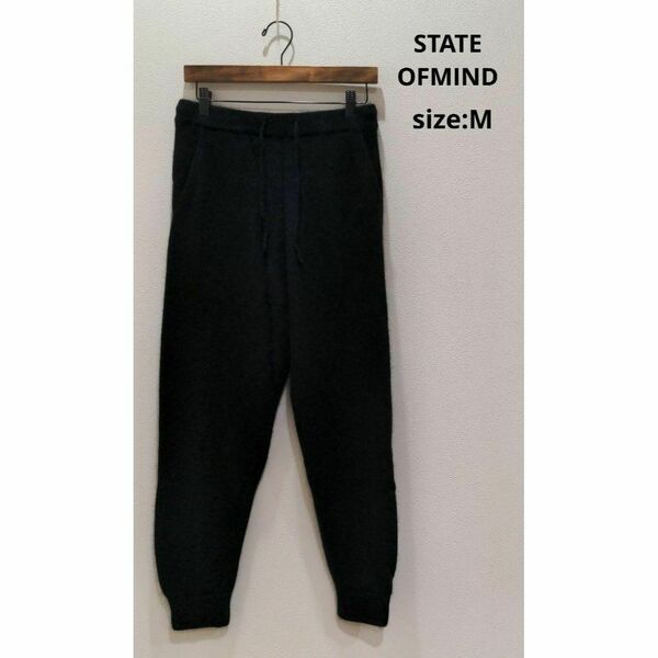 STATE OFMIND アンゴラ混 ニットパンツ ブラック M レディース 黒