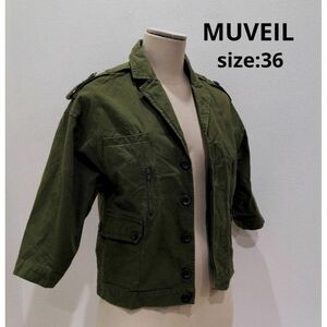 MUVEIL ミュベール アーミーJK カーキ 36 五分袖 レディース