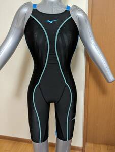 ミズノ FXソニック プラス ハーフスーツ 女子競泳水着 N2MG9230 黒/青/黄緑ライン サイズM Finaマーク