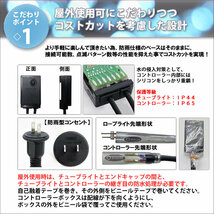 訳あり クリスマス 防滴 LED イルミネーション ２芯 丸型 ロープライト 6m ホワイト 白 ８種類点滅 Ａコントローラセット【803-4】_画像3