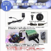 クリスマス 防滴 イルミネーション つらら ライト 電飾 LED ２ｍ １４０球 ２色 白 ・ ブルー ８種類点滅 Ａコントローラセット_画像3