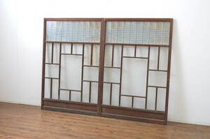 R-064251 antique fittings Taisho romance retro space .... recommendation. glass window 2 pieces set ( glass door, sliding door )(R-064251)