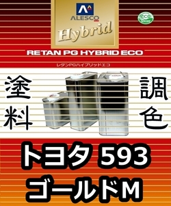 レタンPGハイブリッドエコ 調色塗料【 トヨタ 593 ： ゴールドＭ ：希釈済み 500g 】関西ペイント 1液ベースコート／PGHB メタリック色