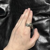 Vintage Silver Twist Melt Pinch Ring 925 15号 シルバーリング スターリングシルバー 退廃的 エイジング ワイドリング_画像6