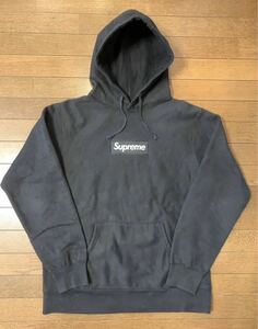 Supreme ボックスロゴ Sweatshirt Hooded BOXLogo XLサイズ BLACK Pullover USED品 シュプリーム スウェットパーカー 黒 正規店購入の本物