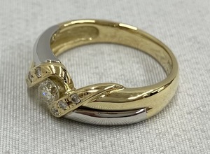 K18 Pt900 ダイヤ 0.21ct 0.06ct 4.7g リング 指輪 コンビ プラチナ ゴールド