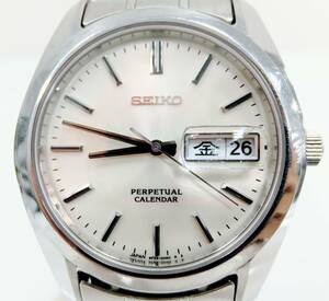 SEIKO 8F33-0040 パーペチュアルカレンダー 腕時計 デイト SS 白文字盤 クォーツ