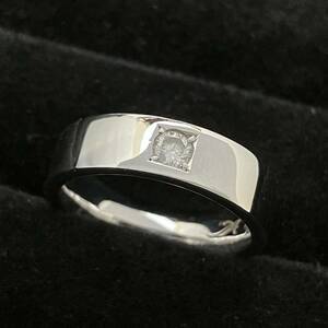 新品仕上済み 一粒 ダイヤ 0.117ct デザイン リング K18 WG 7.5号 7.9g 金 ホワイト ゴールド 指輪