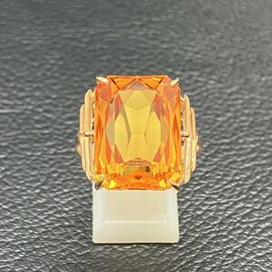 新品仕上済み オレンジ 石 デザイン リング K18 14号 6.8g 金 イエロー ゴールド 指輪 店舗受取可の画像2