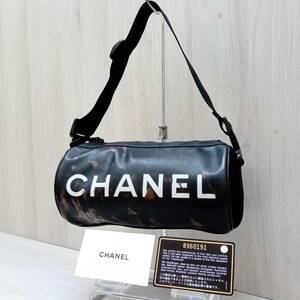 CHANEL スポーツライン ギャランティ付 ショルダー ココマーク ドラムバッグ ミニボストン ブラック PVC ワンショルダー シャネル ロゴ 黒