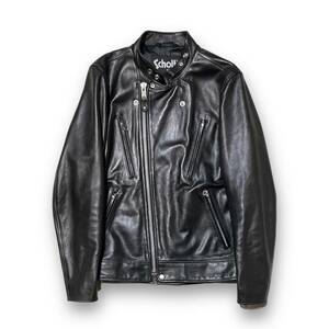 SCHOTT DOUBLE BREAST RIDERS JACKET ダブルブレストライダース ジャケット L ブラック シルバー ショット 店舗受取可