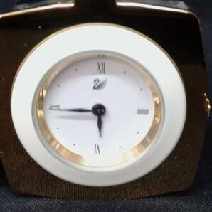 ジャンク スワロフスキー 置き時計 クリスタルガラス ミラー 鏡 プレゼント リボン ゴールド アンティーク インテリア小物 動作不良品の画像3