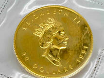 【K24】カナダ メイプルリーフ金貨 1／2oz 1991年 20ドル金貨 純金 コイン エリザベス2世 総重量15.5g ブリスターパック入り_画像3