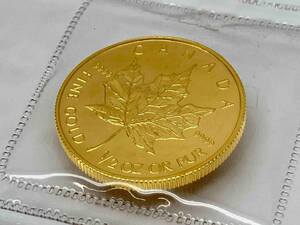 【K24】カナダ メイプルリーフ金貨 1／2oz 1991年 20ドル金貨 純金 コイン エリザベス2世 総重量15.5g ブリスターパック入り