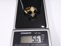 【クリーニング済】K18 ゴールド リング 総重量約5.6g ダイヤ0.03ct 約12号 白石 黒石 指輪_画像9