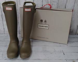 HUNTER rain boots boots WOMANS ORG TALL olive UK4 size 