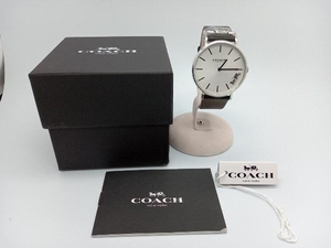COACH 腕時計 CA.120.7.14.1593 シルバー文字盤 黒レザーベルト 箱付 馬車