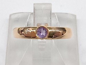 K18　18金　指輪　リング　約9号　約1.2g　紫石　レディースアクセサリー　イエローゴールド　 店舗受取可