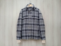 THOM BROWNE TARTAN DOWN-FILLED HAIRY MOHAIR TECH JACKET トムブラウン タータンチェックモヘアダウンジャケット 2 グレー_画像1