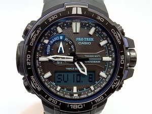 CASIO PROTREK 電波ソーラー腕時計 PRW-6000YT-1BJF ブラック×ブルー 箱・取説付 ベルト約21.5cm 動作確認済み