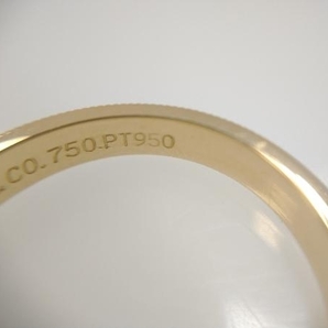TIFFANY&Co ティファニー ミルグレイン 750 ゴールド Pt950 プラチナ 約14号 総重量約5.9g 仕上げ済の画像9