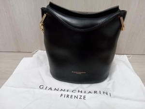 GIANNI CHIARINI ハンドバッグ 本革 ブラック ショルダーストラップ欠品 レディース