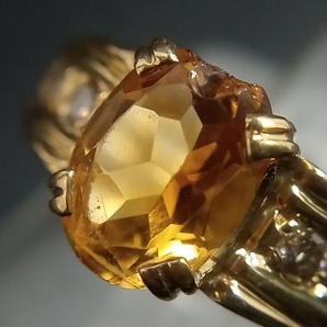 【石欠け有り】K18 イエローゴールド 約11号 ダイヤモンド0.12ct 約3.0g リングの画像2