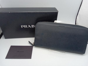 PRADA 2ML317 ラウンドジップ 長財布 ダークネイビー アコーディオンウォレット