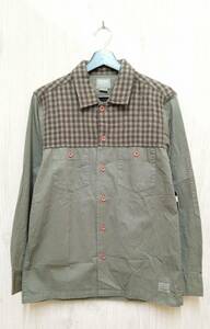 STUSSY/ステューシー/長袖シャツ/OD SRVCSHIRT/ネル切替ワークシャツ/ブラウン系/Sサイズ