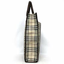 バーバリー トートバッグ ベージュ ブラウン ノバチェック トート チェック キャンバス レザー 中古 BURBERRY_画像2