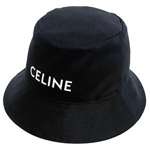 セリーヌ バケットハット ブラック ホワイト Ｓサイズ 美品 クリーニング済み コットン 100％ 中古 CELINE