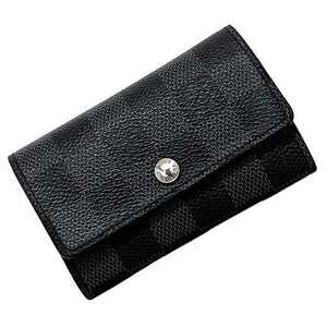  Louis Vuitton 6 ream key case myurutikre6 black gray silver Damier gla Fit N62662 beautiful goods 