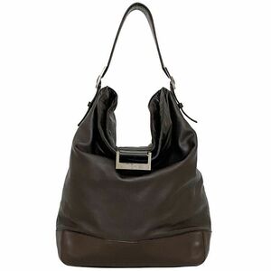  Loewe tote bag Brown silver beautiful goods hook leather napa leather used LOEWE simple standard popular tea color 