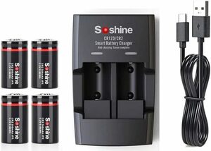 soshine rechargeable battery 4ps.@+ charger set 3V (3.2V)