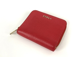 【1円】FURLA フルラ ラウンドジップウォレット レザー レッド 財布 中古 Y7852248