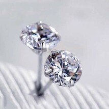 S925 純銀 シルバー ピアス CZ ダイヤ 4mm シンプル ワンポイント 一粒 アクセサリー_画像2