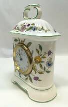 348 MINTON ミントン 花柄 置時計 QUARTZ クォーツ 置き時計 HADDON HALL 陶器 動作中 インテリア 飾り おしゃれ時計_画像4