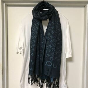 ◆【人気】Louis Vuitton ルイ・ヴィトン/ストールBLACK×BLUE (ブランドタグ・品質表示タグ無し)