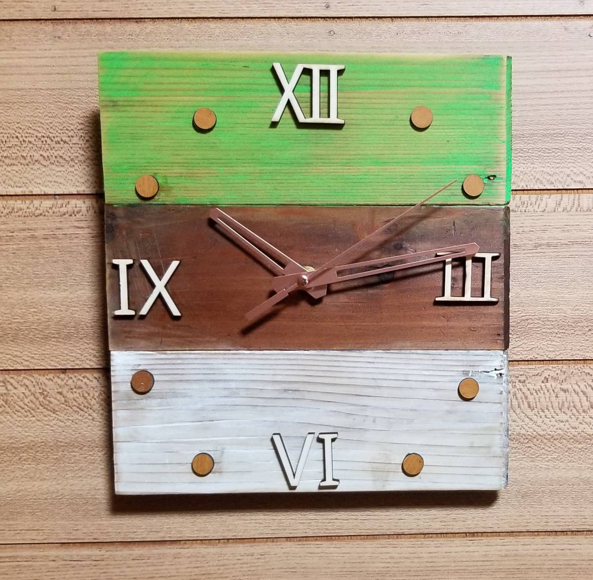 ●Handmade wall clock 3 colors 3 steps retro clock Silent Move, handmade works, interior, miscellaneous goods, others