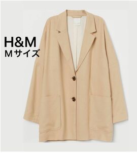 H&M リネン混合　テーラードジャケット　ブレザー　レデース　ベージュ　オフィスカジュアル　オーバージャケット