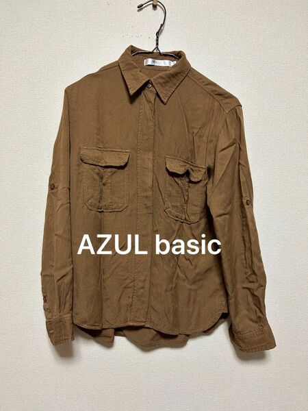 AZUL basic アズールベーシック　とろみシャツ　ソフトタッチリラックスシャツ　 長袖シャツ ワークシャツ　ロールアップ