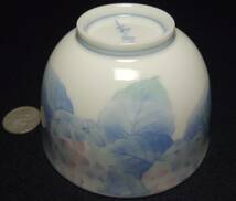 昭和の美　紫陽花図　印判　高級煎茶碗　陶磁器研究_画像5