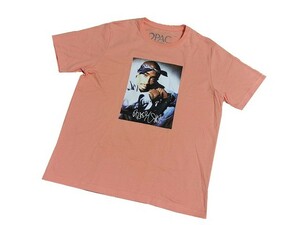 【新品】2PAC Tシャツ 半袖【L】オレンジ◆2パック トゥーパック アメリカ アーティスト ラッパー ラップ WEGO
