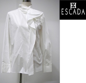 【新品】ESCADA（エスカーダ）ブラウス　白いブラウス　ホワイトシャツ　おしゃれシャツ　オリジナルデザイン　きれいめ　シャツ