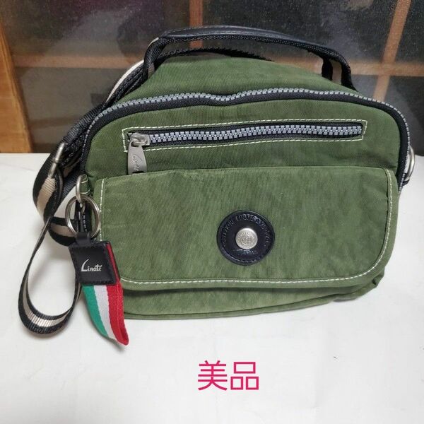 美品、LINATE.2way ショルダーバッグ.グリーン