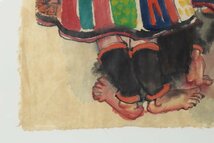 水彩画 民族画 大型額装品 2 作者サイン有り / 中国 朝鮮 唐物 チベット モンゴル 部族_画像6