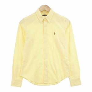 Bj14 RALPH LAUREN ラルフローレン 長袖シャツ カジュアルシャツ オープンカラーシャツ 黄色シャツ ボタンダウン レディース 女性服 L
