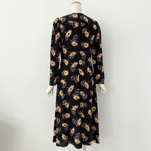 Cj29《美品》ETRO エトロ フラワープリントカシュクールワンピース サイズ42 ブラック レディース ドレス 花柄 長袖 イタリア製 dress_画像2