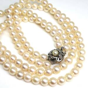 良質!!◆アコヤ本真珠2連ネックレス◆N 53.2g 40.0cm 6.5-7.0mm珠 真珠 pearl necklace ジュエリー DC0/DE0