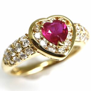 ソーティング付き!!◆K18 天然ダイヤモンド/天然ルビーリング◆N 4.9g 11号 diamond ruby ring 指輪 ジュエリー jewelry ED3/ED3